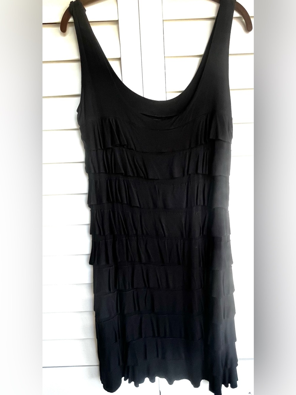 connected apparel Black Tiered Ruffle Sleeveless Dress